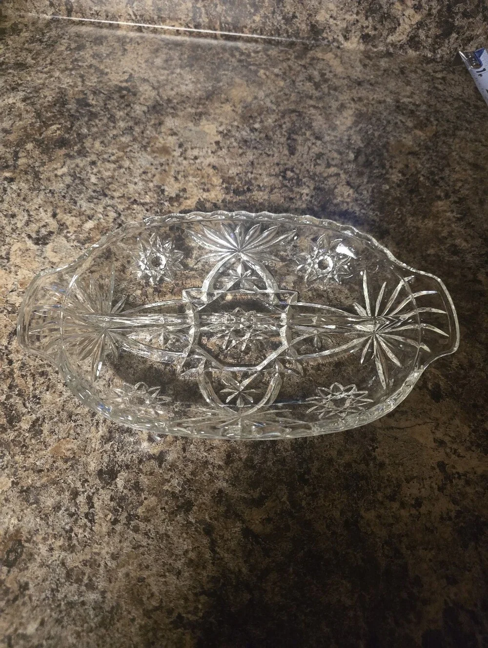 Vintage Crystal Slotted Serving Dish
